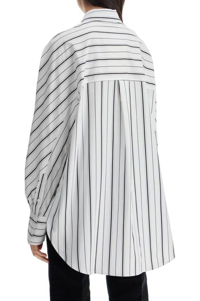 TOTEME White And Black Striped Kimono Sleeve Shirt In Organic Cotton