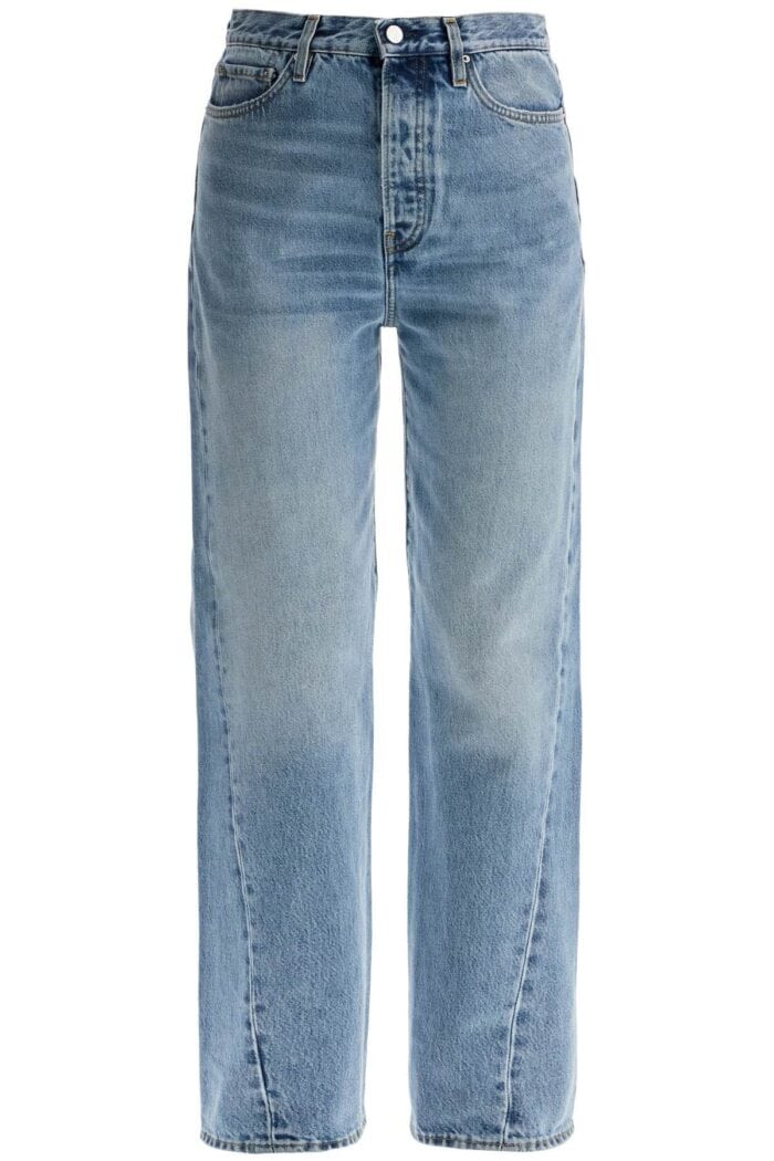 TOTEME Wide Leg Organic Cotton Jeans In Worn Blue With Twisted Seams