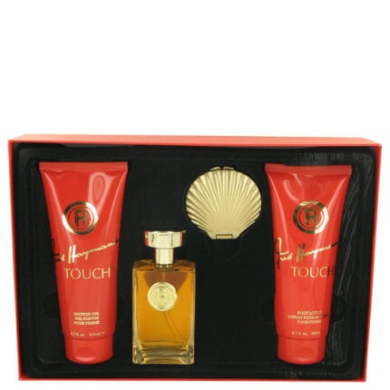 Touch By Fred Hayman - Gift Set -- 3.4 Oz Eau De Toilette Spray + 6.7 Body Lotion + 6.7 Oz Shower Gel + Mirror
