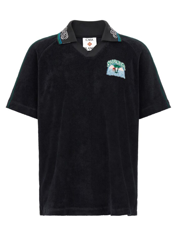 casablanca 'towelling' jacquard polo shirt CASABLANCA 'Towelling' Jacquard Polo Shirt