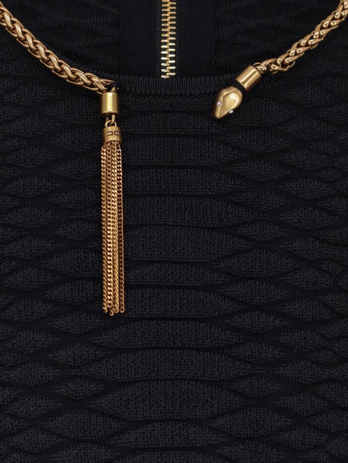 Elisabetta Franchi Tricot Sweater With Snake Metal Choker