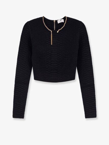 Elisabetta Franchi Tricot Sweater With Snake Metal Choker