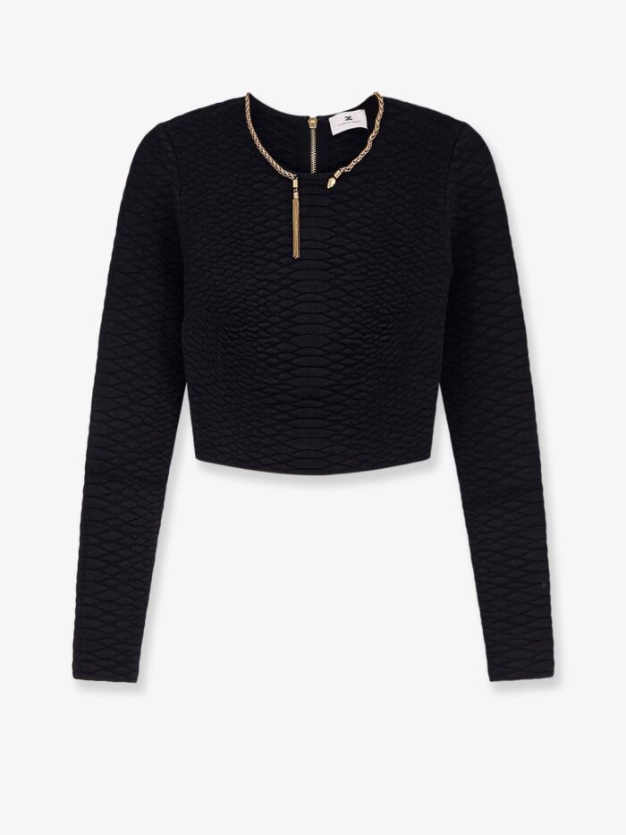 elisabetta franchi tricot sweater with snake metal choker Elisabetta Franchi Tricot Sweater With Snake Metal Choker