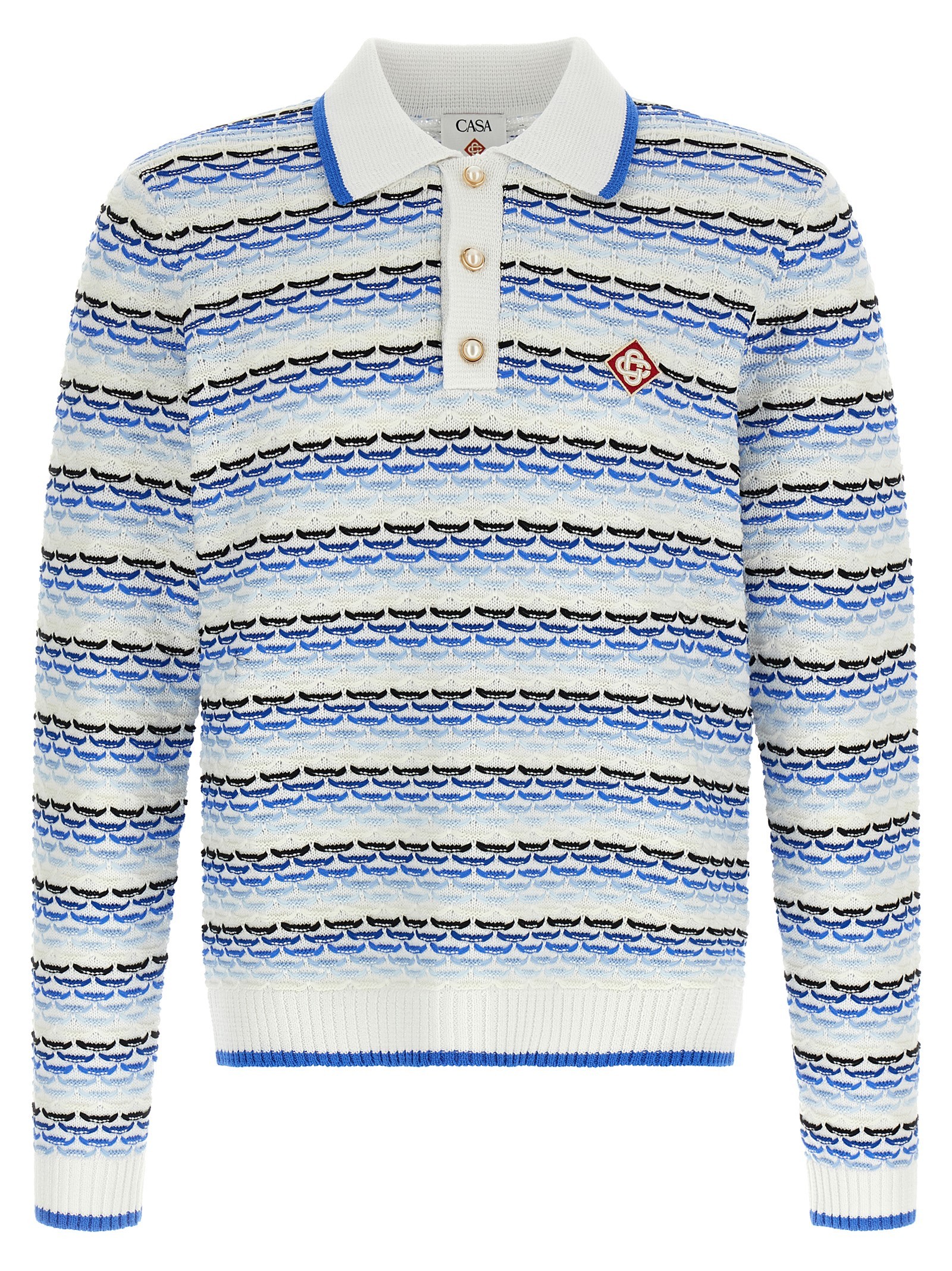 casablanca 'tuck stitch long sleeve' polo shirt CASABLANCA 'Tuck Stitch Long Sleeve' Polo Shirt