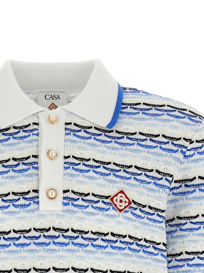 CASABLANCA 'Tuck Stitch Long Sleeve' Polo Shirt