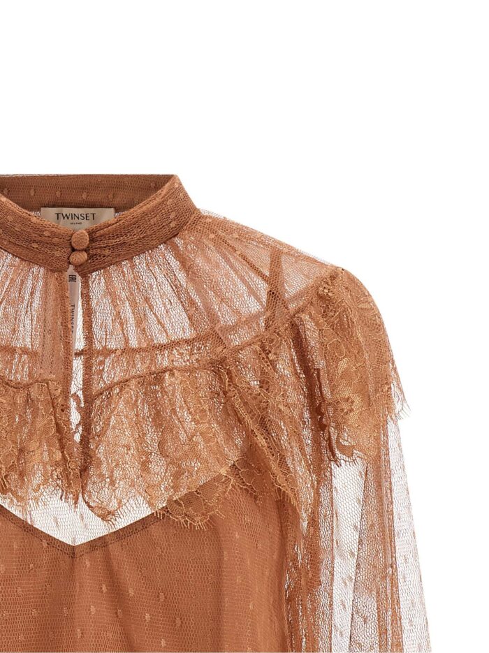 TWIN SET Tulle Plumetis Blouse