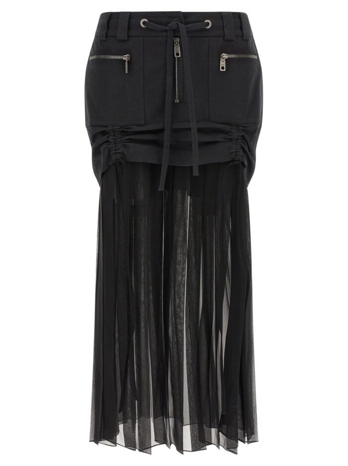 dolce & gabbana twill and chiffon skirt Dolce & Gabbana Twill And Chiffon Skirt