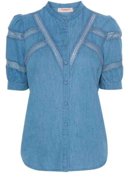 TWINSET Lace-trim Denim Shirt