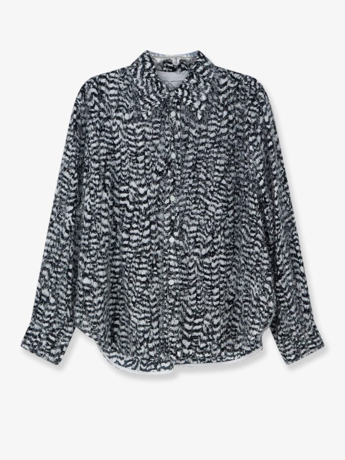 bottega veneta two tone viscose shirt with fil coupé detailing Bottega Veneta Two-tone Viscose Shirt With Fil Coupé Detailing