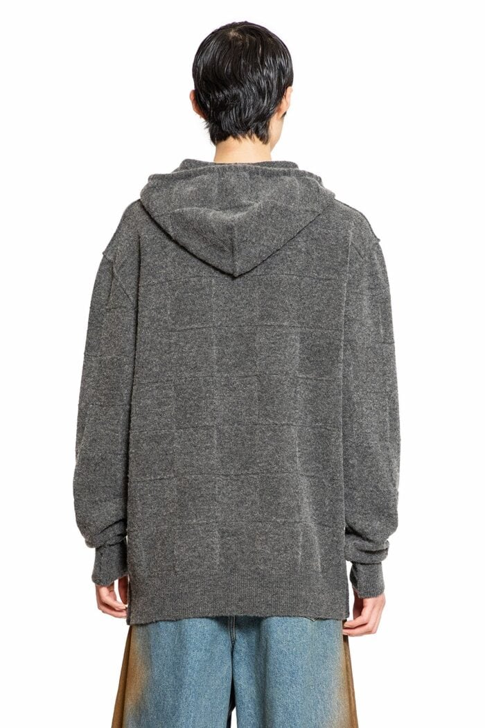 UMA WANG Checkered Stretch Wool Cashmere Hoodie