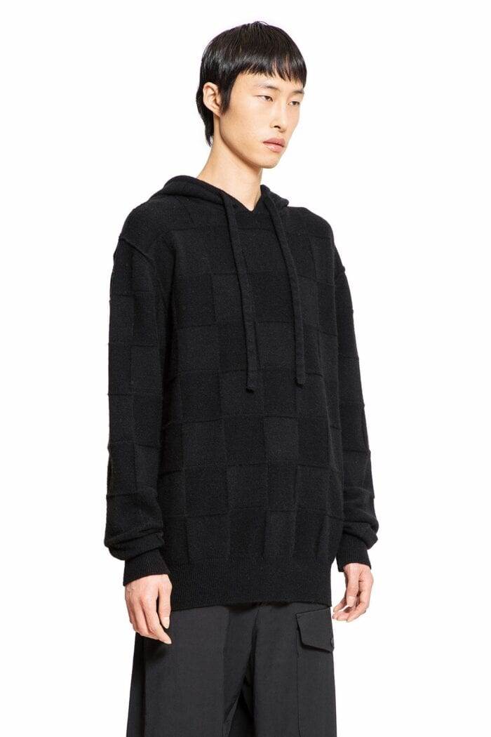 UMA WANG Checkered Stretch Wool Cashmere Hoodie