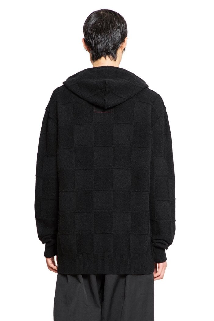 UMA WANG Checkered Stretch Wool Cashmere Hoodie