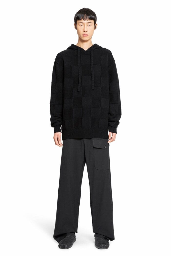 UMA WANG Checkered Stretch Wool Cashmere Hoodie