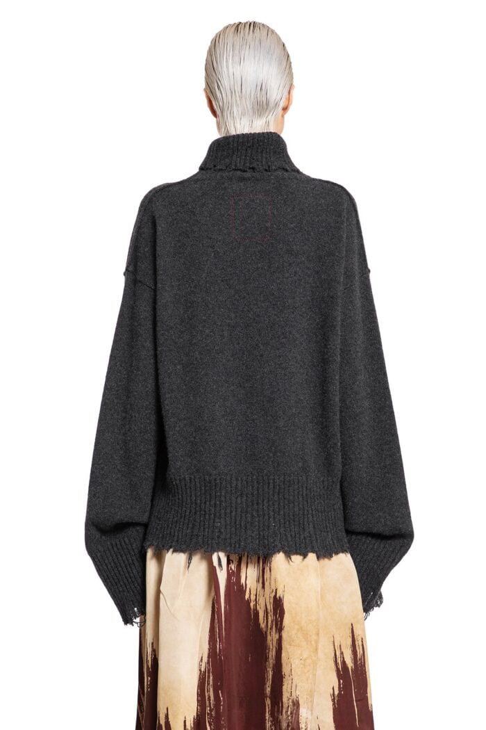 UMA WANG Frayed Cashmere Turtleneck Sweater