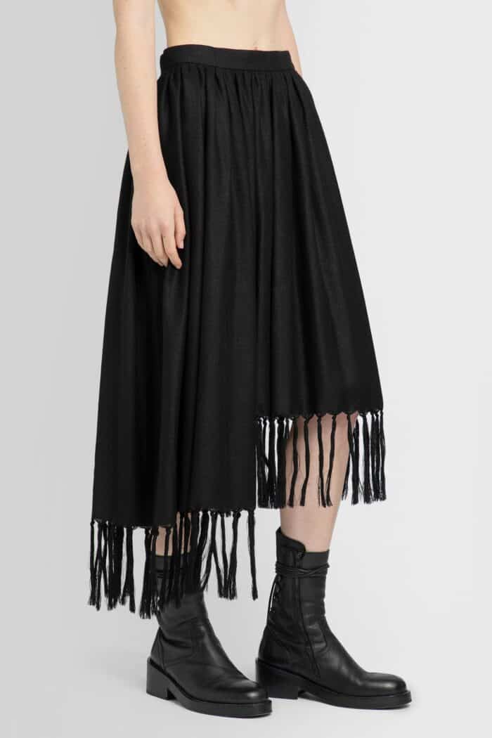 UNDERCOVER Asymmetric Fringed Wool Skirt