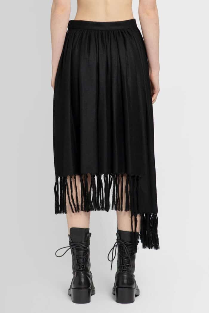 UNDERCOVER Asymmetric Fringed Wool Skirt