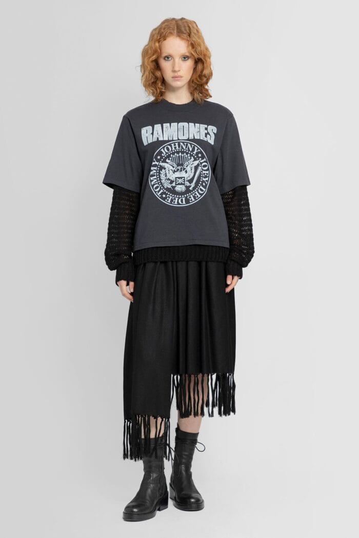 UNDERCOVER Asymmetric Fringed Wool Skirt