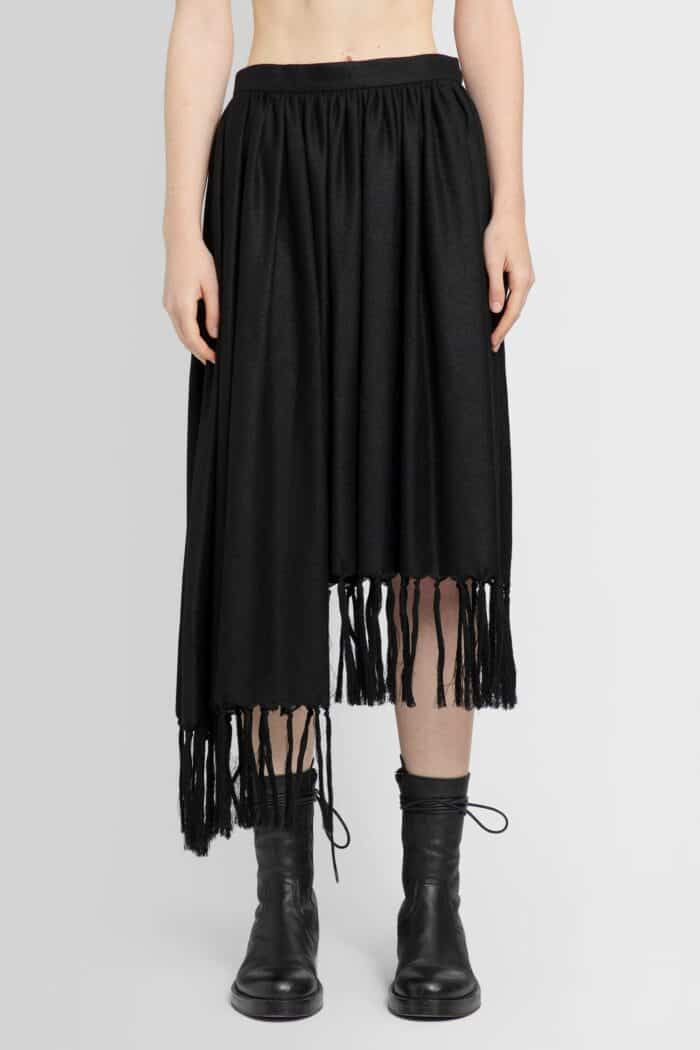 UNDERCOVER Asymmetric Fringed Wool Skirt