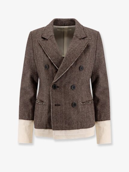 UNDERCOVER Wool Blend Blazer With Frayed Profiles