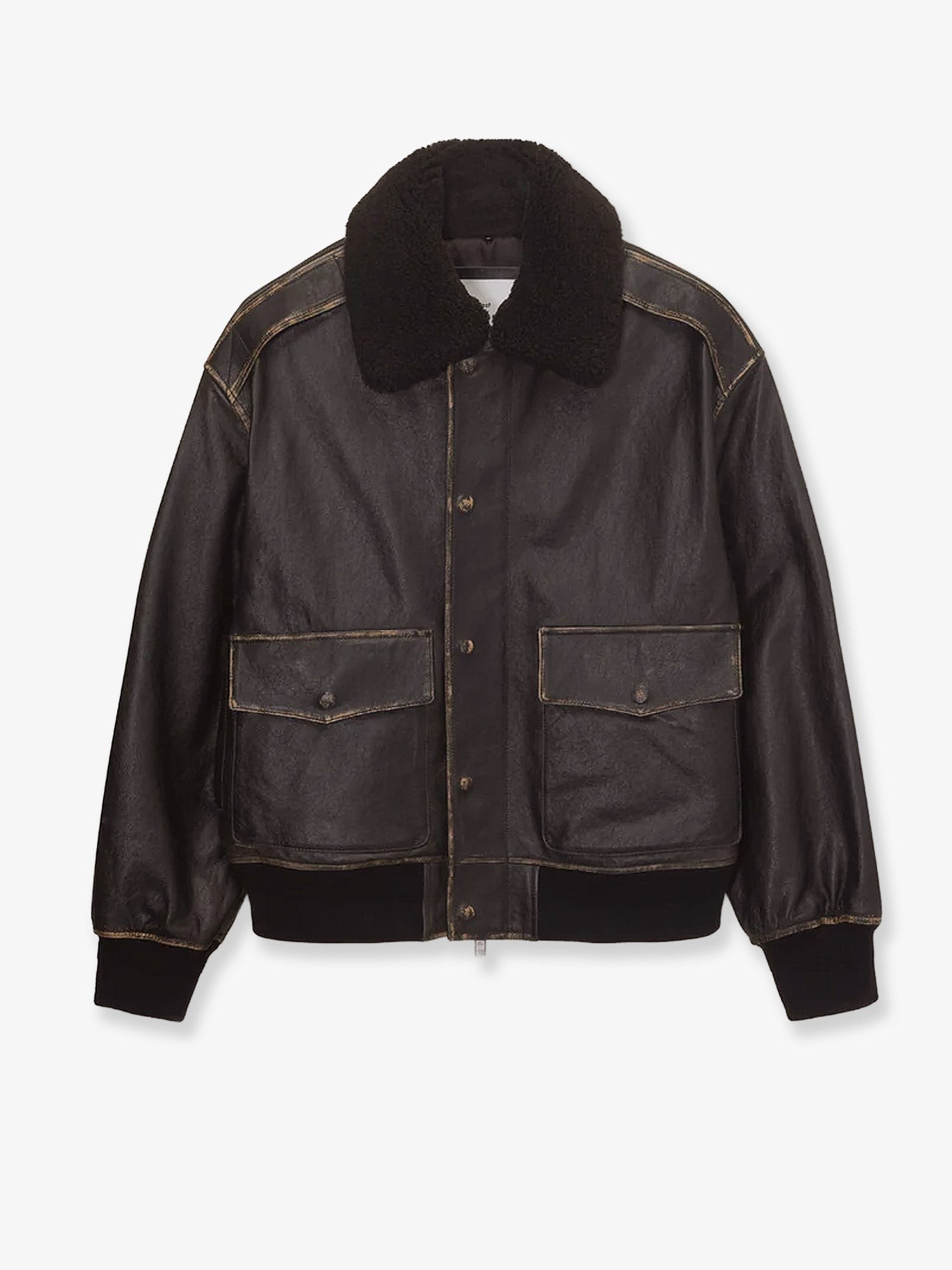 DUNST Unisex Leather Jacket With Removable Collar