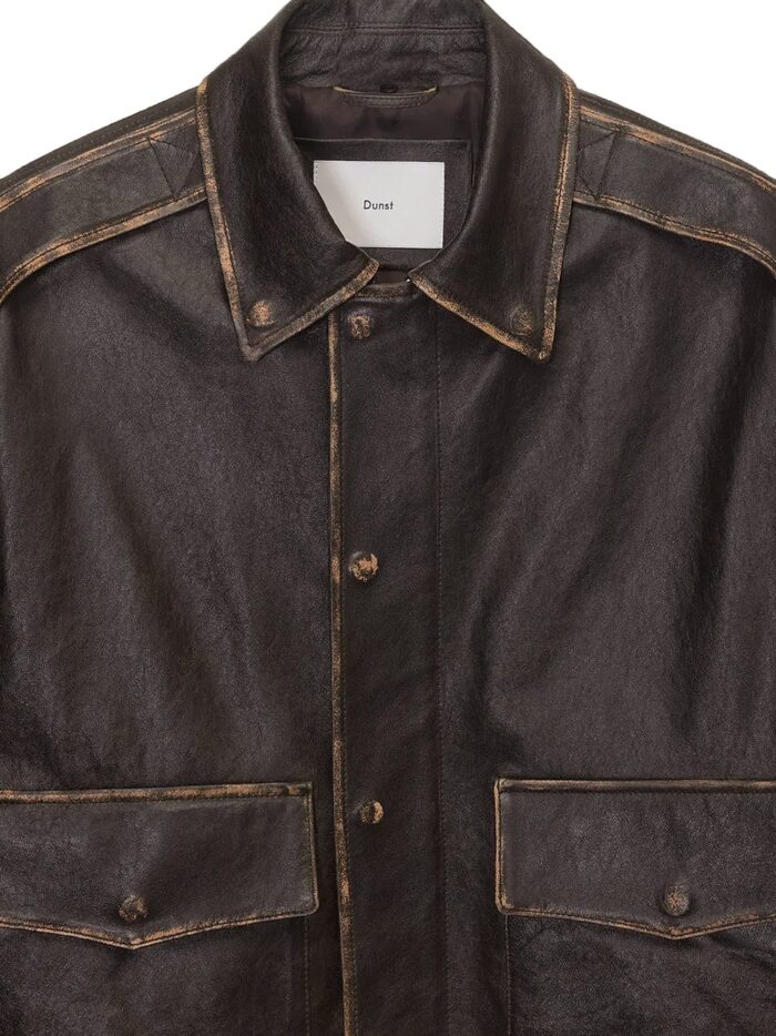 DUNST Unisex Leather Jacket With Removable Collar
