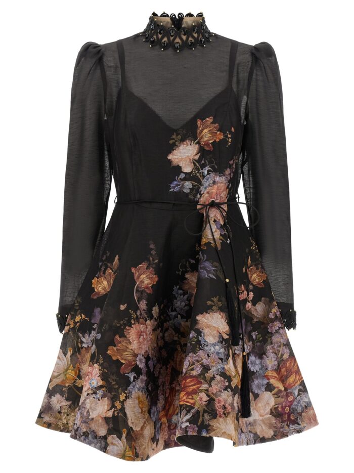 ZIMMERMANN Valiant Embellish Mini Linen And Silk Dress