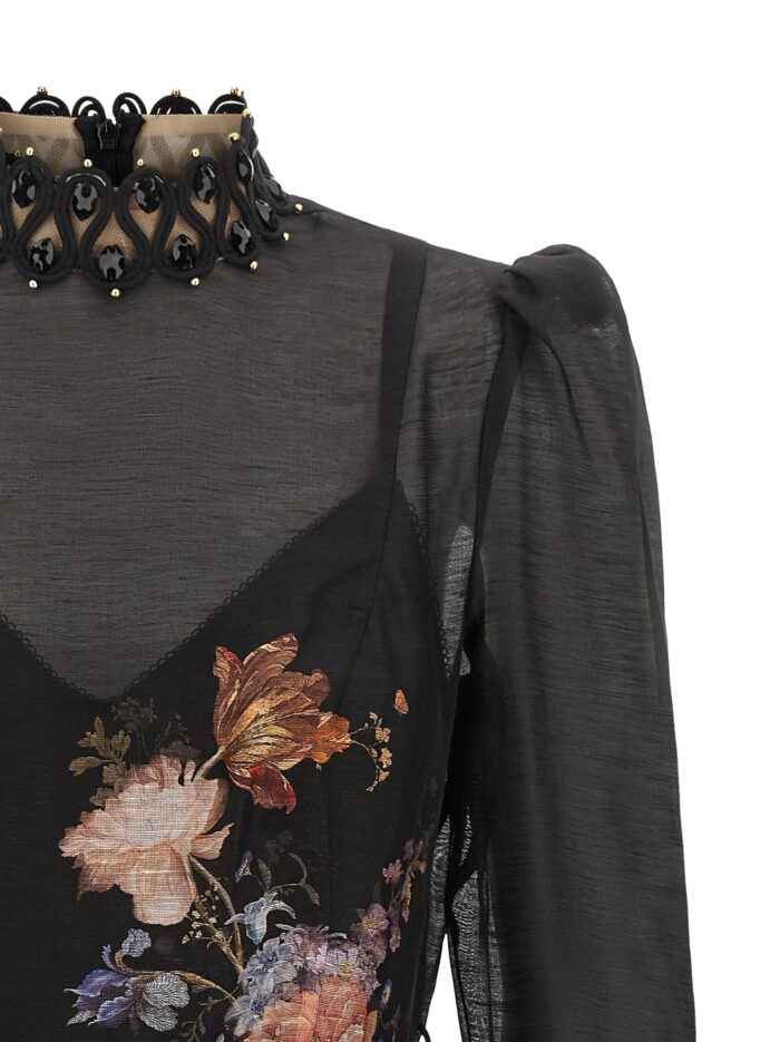 ZIMMERMANN Valiant Embellish Mini Linen And Silk Dress