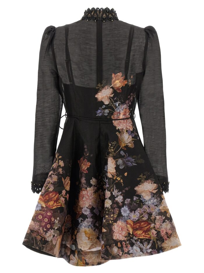 ZIMMERMANN Valiant Embellish Mini Linen And Silk Dress