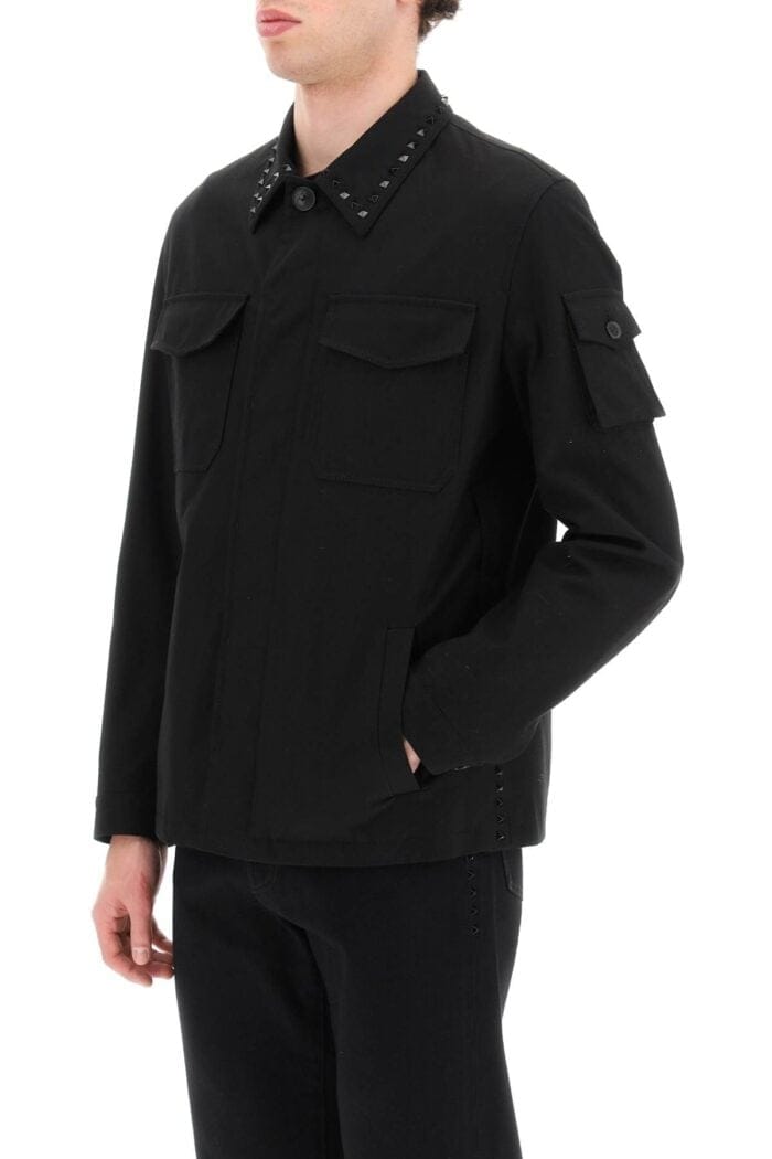 VALENTINO Black Untitled Studs Workwear Jacket