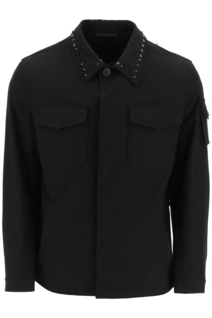 VALENTINO Black Untitled Studs Workwear Jacket