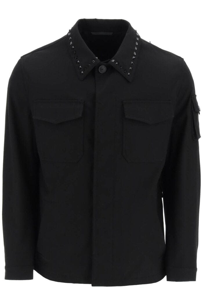 VALENTINO Black Untitled Studs Workwear Jacket