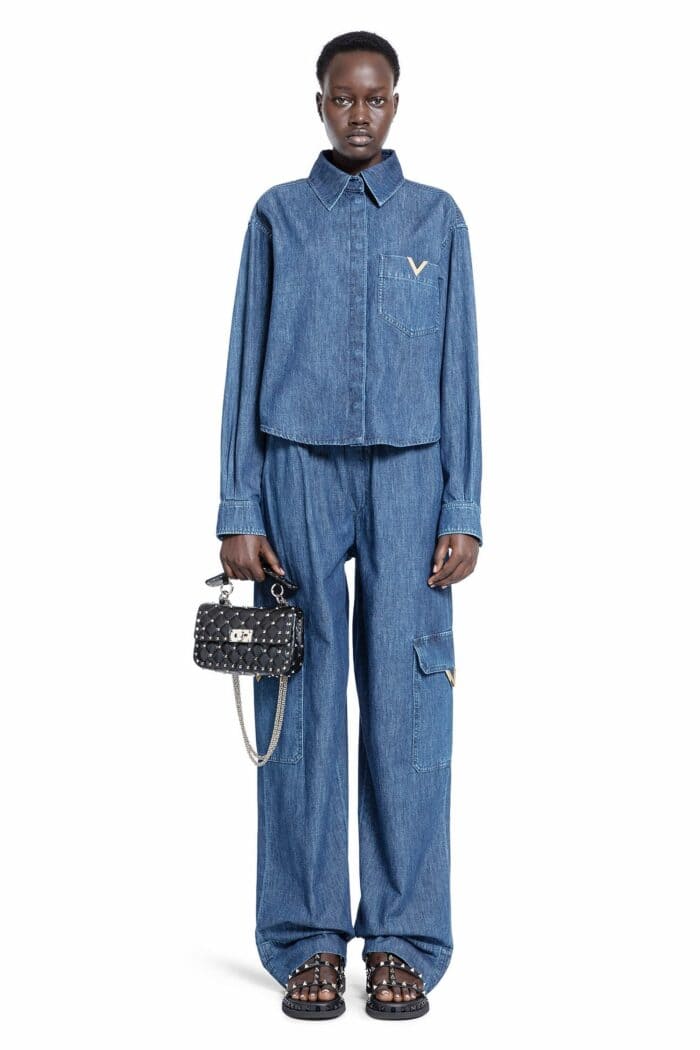 VALENTINO Chambray Denim Cargo Pants