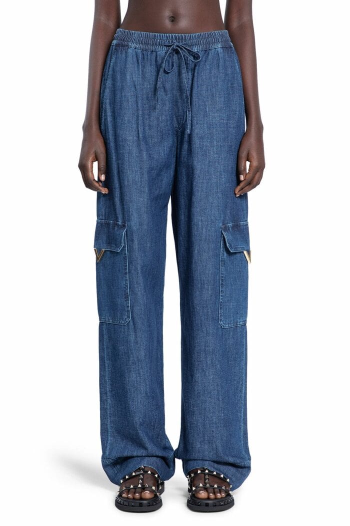 VALENTINO Chambray Denim Cargo Pants