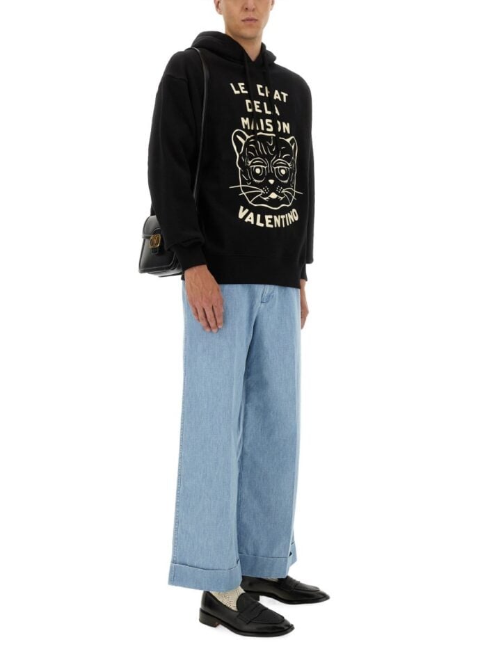 Valentino COTTON SWEATSHIRT WITH "CHAT DE LA MAISON" PATCH