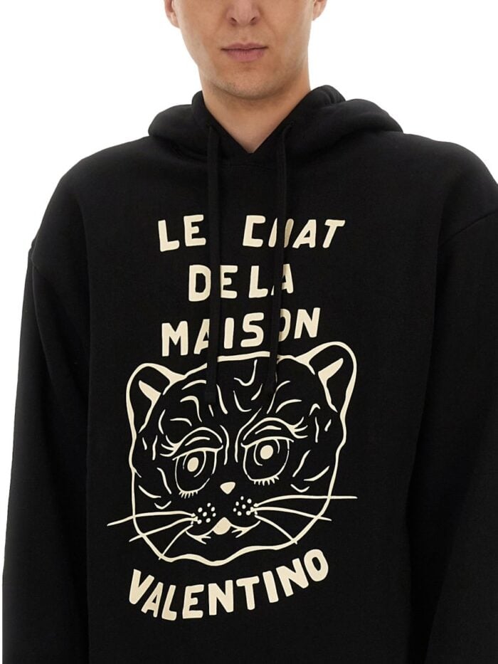 Valentino COTTON SWEATSHIRT WITH "CHAT DE LA MAISON" PATCH