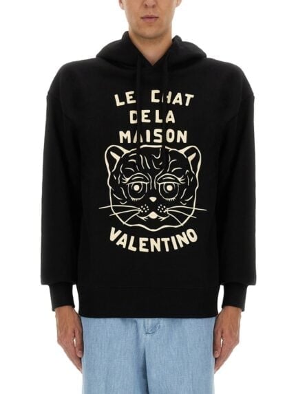 Valentino COTTON SWEATSHIRT WITH "CHAT DE LA MAISON" PATCH