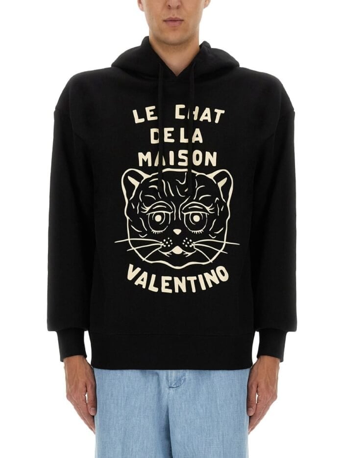 Valentino COTTON SWEATSHIRT WITH "CHAT DE LA MAISON" PATCH