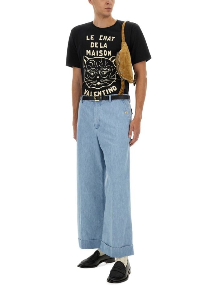 Valentino COTTON T-SHIRT WITH "CHAT DE LA MAISON" PRINT