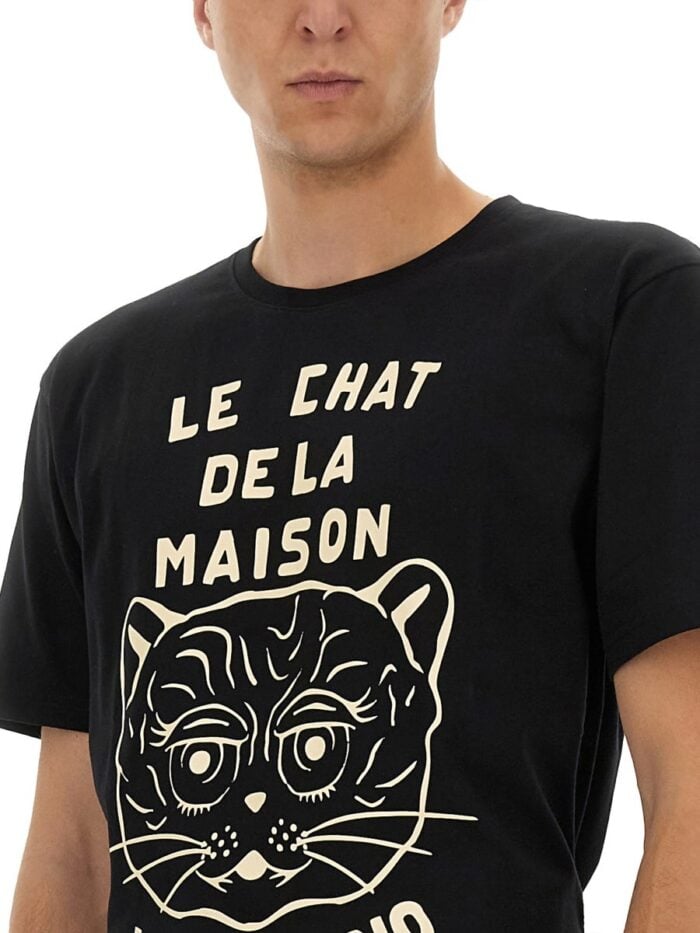 Valentino COTTON T-SHIRT WITH "CHAT DE LA MAISON" PRINT