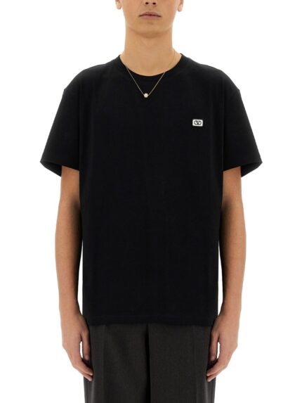 Valentino COTTON T-SHIRT WITH "VLOGO" PATCH