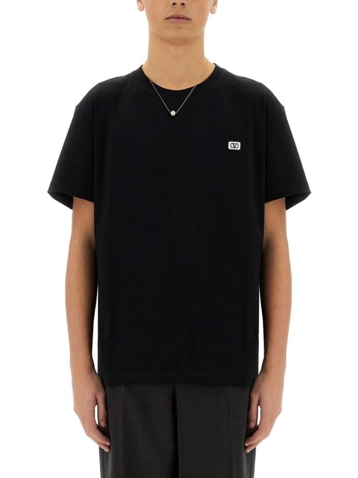 Valentino COTTON T-SHIRT WITH "VLOGO" PATCH
