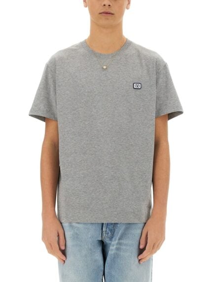 Valentino COTTON T-SHIRT WITH "VLOGO" PATCH