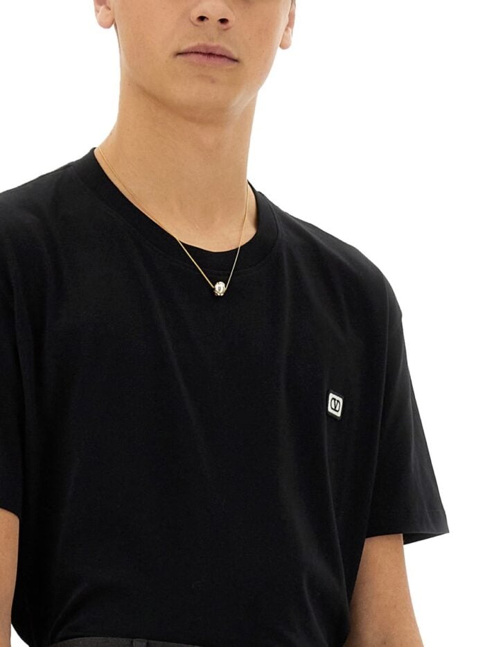 Valentino COTTON T-SHIRT WITH "VLOGO" PATCH