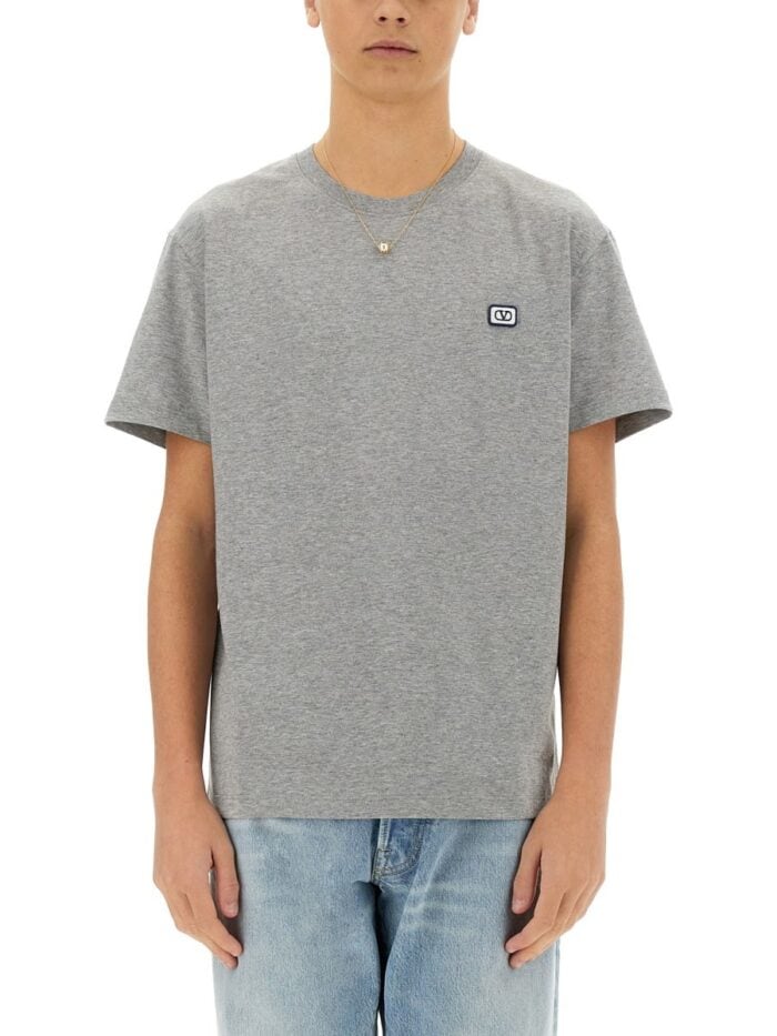 Valentino COTTON T-SHIRT WITH "VLOGO" PATCH