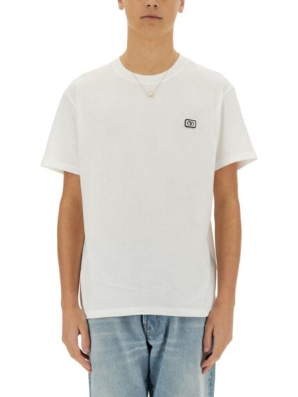 Valentino COTTON T-SHIRT WITH "VLOGO" PATCH