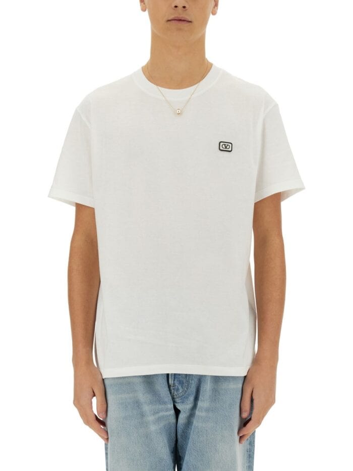 Valentino COTTON T-SHIRT WITH "VLOGO" PATCH