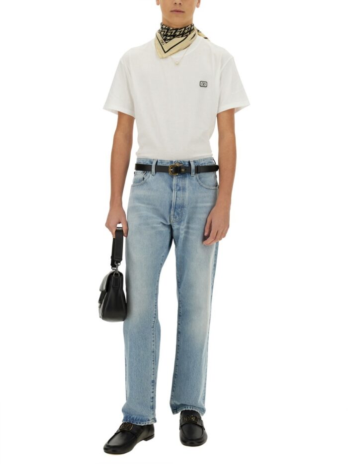 Valentino COTTON T-SHIRT WITH "VLOGO" PATCH