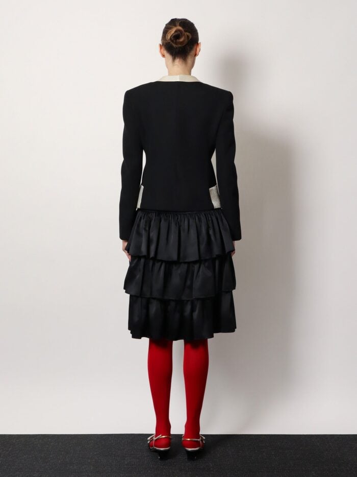 Valentino Crepe Couture Blazer With Ottoman Plastron And Bows With Sequins