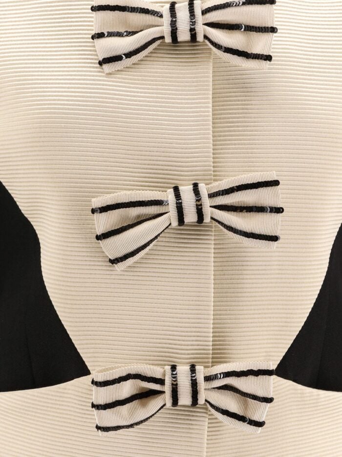 Valentino Crepe Couture Blazer With Ottoman Plastron And Bows With Sequins