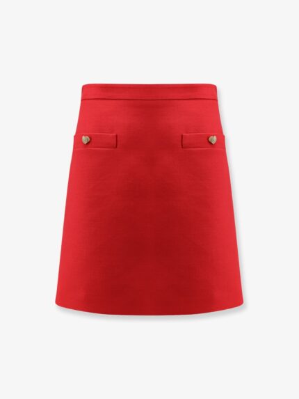 Valentino Crepe Couture Skirt With Heart Jewel Buttons